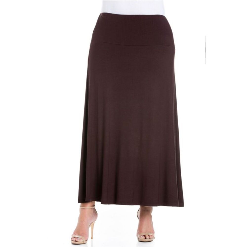 24seven Womens Plus Size Solid Basic Maxi A-line Skirt, NWT